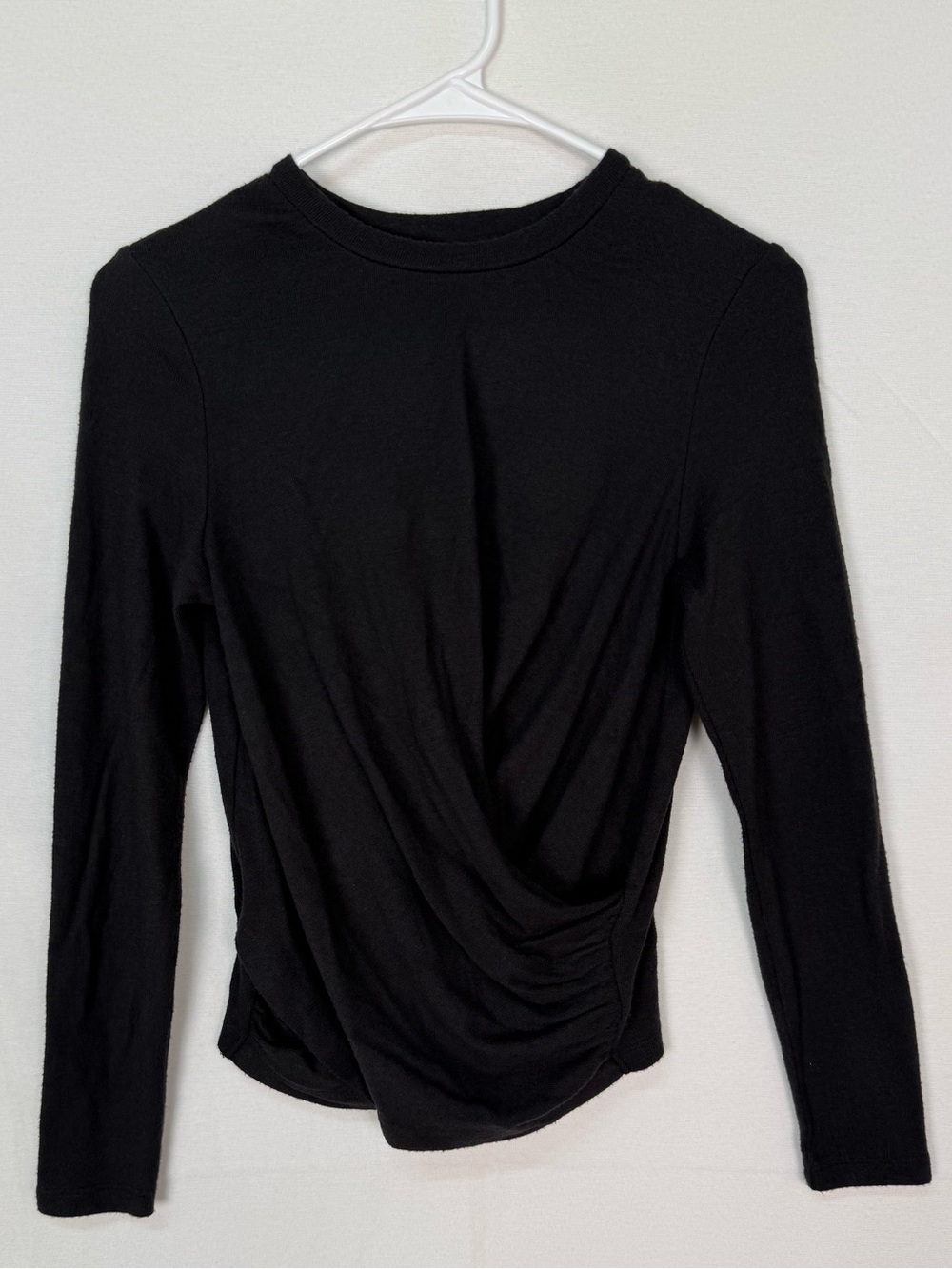 Joe's Jeans Black Long-Sleeve Ruched Front Top